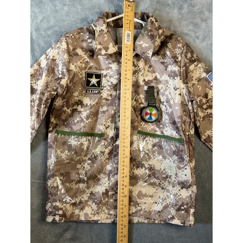 Kids US Army Camouflage Costume Jacket Digital Desert Camo with Toy Compass